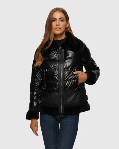 Gorski Quilted Jacket With Merino Shearling Lamb Trim In Black