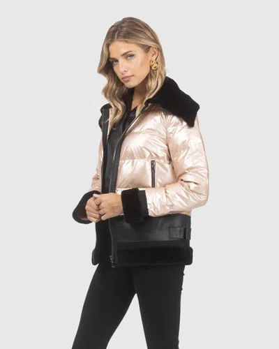 Gorski Quilted Jacket With Merino Shearling Lamb Trim In Neutral