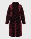 Gorski Reversible Chevron Lamb Shearling Coat In Burgandy