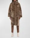 Gorski Reversible Chevron Lamb Shearling Coat In Camel