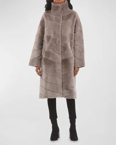 Gorski Reversible Chevron Lamb Shearling Coat In Taupe