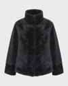 Gorski Reversible Chevron Lamb Shearling Jacket With Horizontal Sleeve In Black