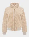 Gorski Reversible Chevron-print Grooved Shearling Lamb Bomber Jacket In Nude