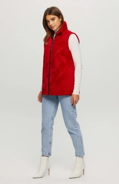 Gorski Reversible Chevron Shearling Lamb Vest In Red