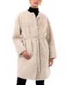 Gorski Reversible Collarless Lamb Shearling Belted Coat In Pink