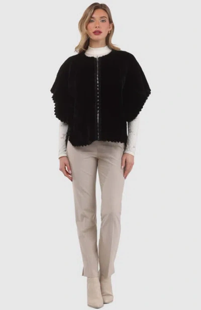 Gorski Reversible Collarless Shearling Lamb Jacket In Black
