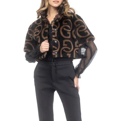 Gorski Reversible G Printed Genuine Shearling Bolero In Black