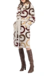 Gorski Reversible Genuine Shearling G Intarsia Short Coat, Belt In Neutral