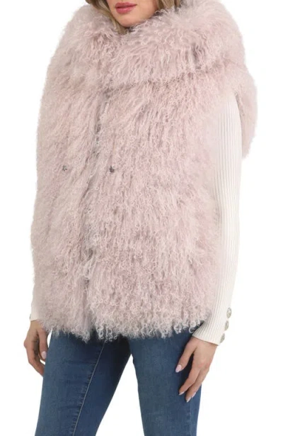 Gorski Reversible Genuine Shearling Vest With Wool And Cashmere Blend Back In Pink