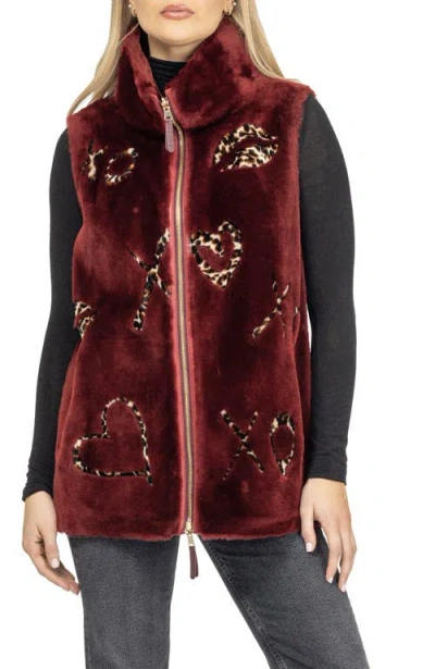 Gorski Reversible Genuine Shearling Zipper Vest In Burgundy