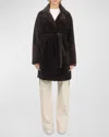 Gorski Reversible Lamb Shearling Belted Stroller Coat In Brown