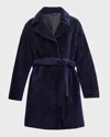 Gorski Reversible Lamb Shearling Belted Stroller Coat In Dark Blue