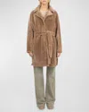 Gorski Reversible Lamb Shearling Belted Stroller Coat In Latte
