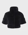 Gorski Reversible Lamb Shearling Bolero Jacket With Cropped Sleeves In Black