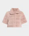 Gorski Reversible Lamb Shearling Bolero Jacket With Cropped Sleeves In Blush