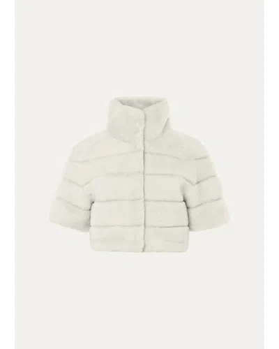 Gorski Reversible Lamb Shearling Bolero Jacket With Cropped Sleeves In Multi