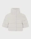 Gorski Reversible Lamb Shearling Bolero Jacket With Cropped Sleeves In White