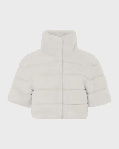 Gorski Reversible Lamb Shearling Bolero Jacket With Cropped Sleeves In White