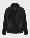 Gorski Reversible Lamb Shearling Jacket With Embroidered Trim In Black