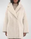 Gorski Reversible Lamb Shearling Jacket With Embroidered Trim In Cream