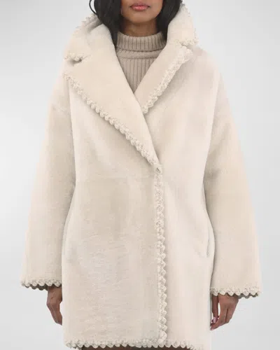 Gorski Reversible Lamb Shearling Jacket With Embroidered Trim In Cream