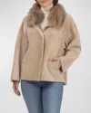 Gorski Reversible Lamb Shearling Jacket With Mongolian Lamb Shearling Collar In Honey