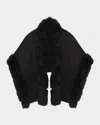 Gorski Reversible Loro Piana Cashmere-wool Shawl With Merinillo Lamb Shearling Trim In Black