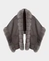 Gorski Reversible Loro Piana Cashmere-wool Shawl With Merinillo Lamb Shearling Trim In Gray