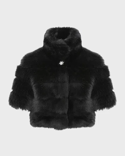 GORSKI REVERSIBLE MERINILLO LAMB SHEARLING BOLERO JACKET WITH CROPPED SLEEVES