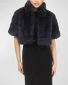 Gorski Reversible Merinillo Lamb Shearling Bolero Jacket With Cropped Sleeves In Navy