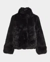 Gorski Reversible Merinillo Lamb Shearling Chevron Jacket With Horizontal Bottom In Black