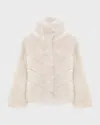 Gorski Reversible Merinillo Lamb Shearling Chevron Jacket With Horizontal Bottom In Cream