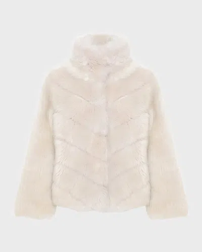 Gorski Reversible Merinillo Lamb Shearling Chevron Jacket With Horizontal Bottom In Cream