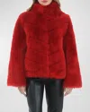 Gorski Reversible Merinillo Lamb Shearling Chevron Jacket With Horizontal Bottom In Red