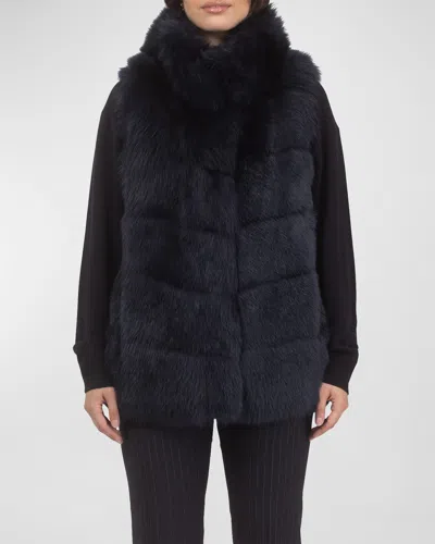 Gorski Reversible Merinillo Lamb Shearling Vest In Navy