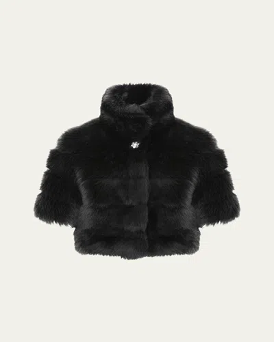 Gorski Reversible Merinillo Shearling Lamb Bolero In Black/black