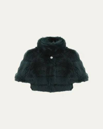 Gorski Reversible Merinillo Shearling Lamb Bolero In Emerald/emerald
