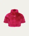 Gorski Reversible Merinillo Lamb Shearling Bolero Jacket With Cropped Sleeves In Magenta/magenta
