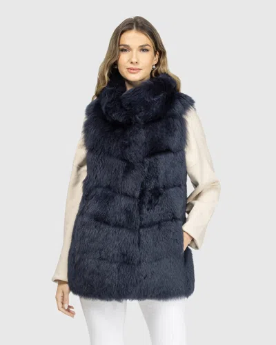 Gorski Reversible Merinillo Shearling Lamb Vest In Blue