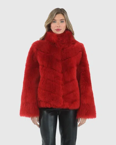 Gorski Reversible Merinillo Shearlng Lamb Jacket In Red