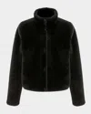 Gorski Reversible Merino Grooved Shearling Lamb Jacket With Embroidered Trim In Black