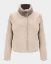 Gorski Reversible Merino Grooved Shearling Lamb Jacket With Embroidered Trim In Neutral