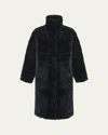 Gorski Reversible Merino Shearling Lamb Chevron Coat In Black/black