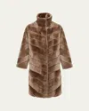Gorski Reversible Chevron Lamb Shearling Coat In Camel/camel