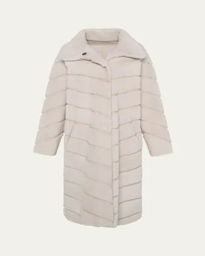 Gorski Reversible Merino Shearling Lamb Chevron Coat In Metallic