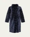 Gorski Reversible Chevron Lamb Shearling Coat In Navy/navy