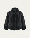 Gorski Reversible Merino Shearling Lamb Chevron Jacket In Black/black