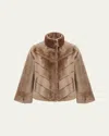 Gorski Reversible Merino Shearling Lamb Chevron Jacket In Camel/camel