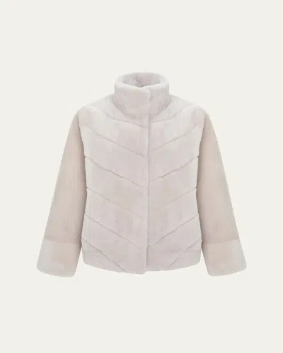 Gorski Reversible Merino Shearling Lamb Chevron Jacket In Neutral