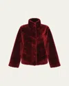 Gorski Reversible Merino Shearling Lamb Chevron Jacket In Wine/wine